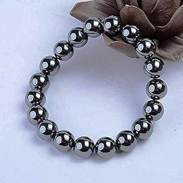 Natural Round Beads Magnetic Hematite Crystal Stone 8mm Bracelet (Pack of 2)