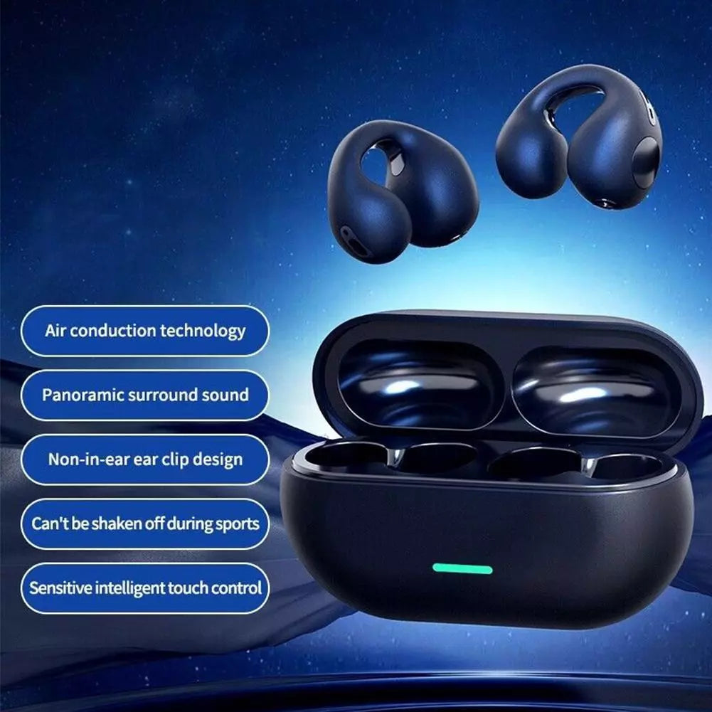 VEHOP T75 EAR CLIP OWS Open Ear Wireless Earbuds | ENC Mic for Crystal-Clear Calls | 30hr Playtime with Type-C Fast Charging | BT5.3 Gaming Bluetooth Earphones | Touch Control Sports Headphone.(BEIGE)